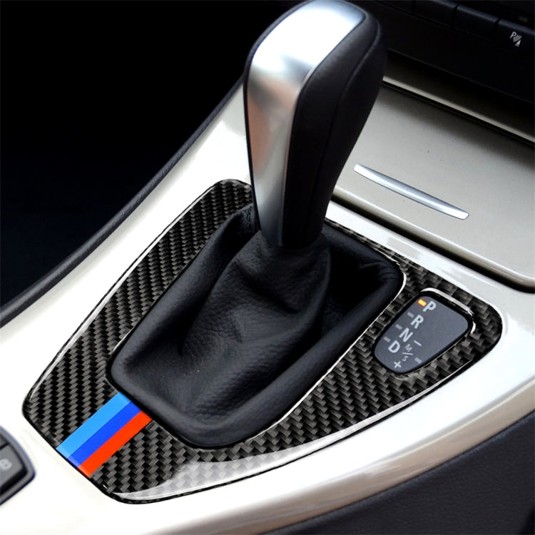 Three Color Carbon Fiber Car Right Driving Gear Panel Decorative Sticker for BMW E90 / E92 2005-2012, Right Driving Gear Panel(Three Color)