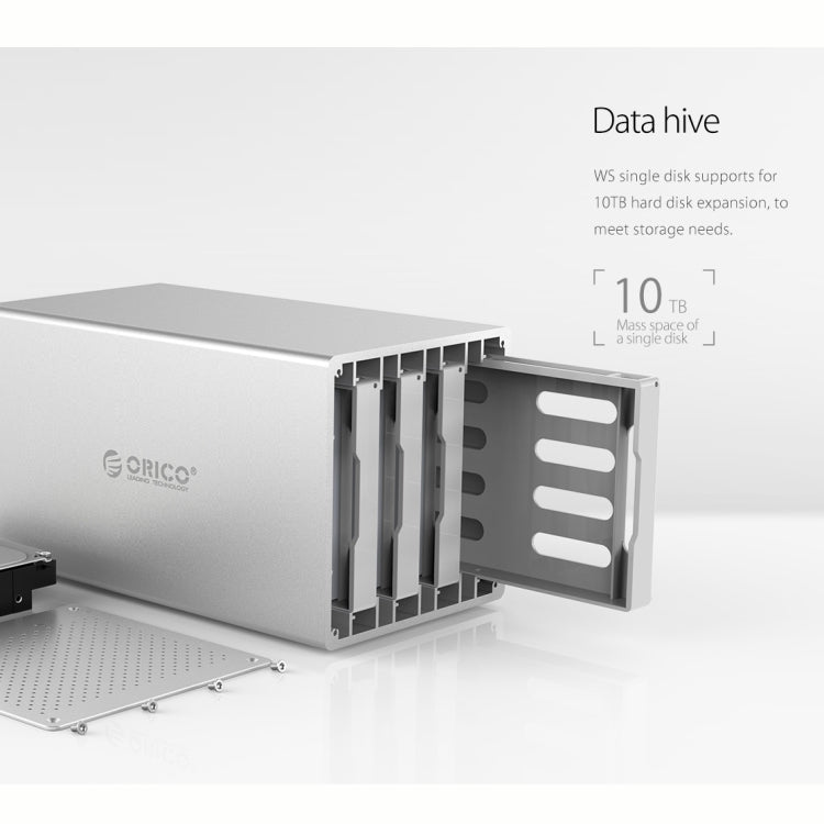 ORICO Honeycomb Series WS500C3 SATA 3.5 inch 50TB USB-C / Type-C 5 Bays Aluminum Alloy HDD / SSD Enclosure, USB-C / Type-C 5 Bays