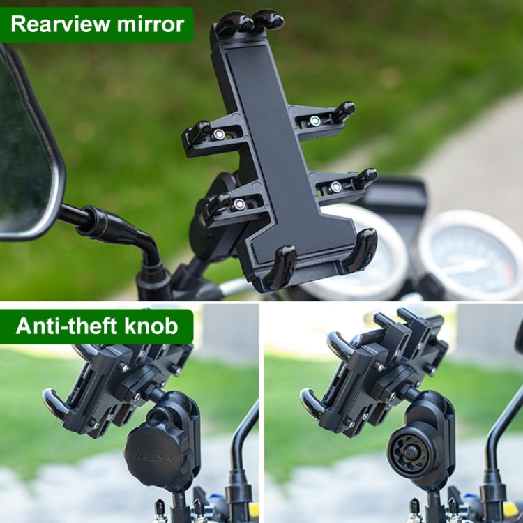 Tilt Rearview Mirror Screw Hole Ball-Head Motorcycle Eight-jaw Aluminum Phone Navigation Bracket, Rearview Mirror Screw Hole