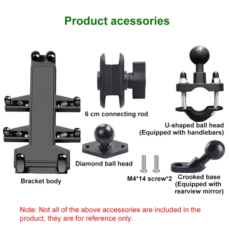 Tilt Rearview Mirror Screw Hole Ball-Head Motorcycle Eight-jaw Aluminum Phone Navigation Bracket, Rearview Mirror Screw Hole