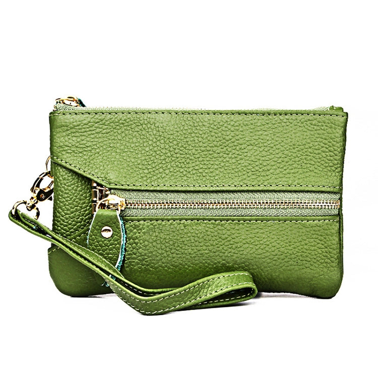 2001 Horizontal Square Litchi Texture Wallet Clutch Bag for Ladies, with Detachable Hand Strap & 6 Key Rings, Green, Yellow, Orange, Pink