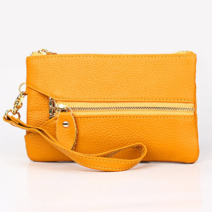 2001 Horizontal Square Litchi Texture Wallet Clutch Bag for Ladies, with Detachable Hand Strap & 6 Key Rings, Green, Yellow, Orange, Pink