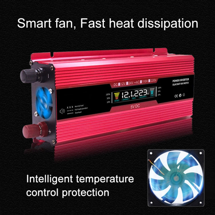 Carmaer Universal 24V to 220V 1200W Car LCD Display Inverter Household Power Converter, Universal 24V to 220V 1200W