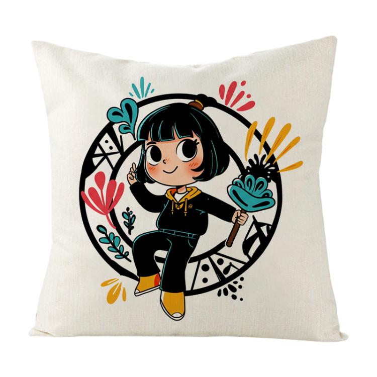 Girl Printed Sofa Pillow Case No Core Print On Your Demand, 35x35cm, 40x40cm, 45x45cm, 50x50cm, 60x60cm