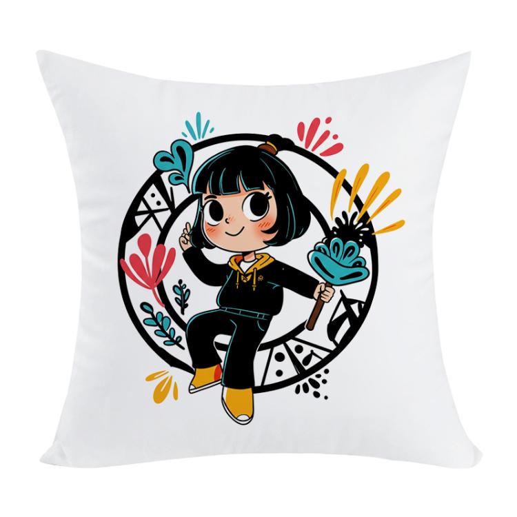 Girl Printed Sofa Pillow Case No Core Print On Your Demand, 35x35cm, 40x40cm, 45x45cm, 50x50cm, 60x60cm