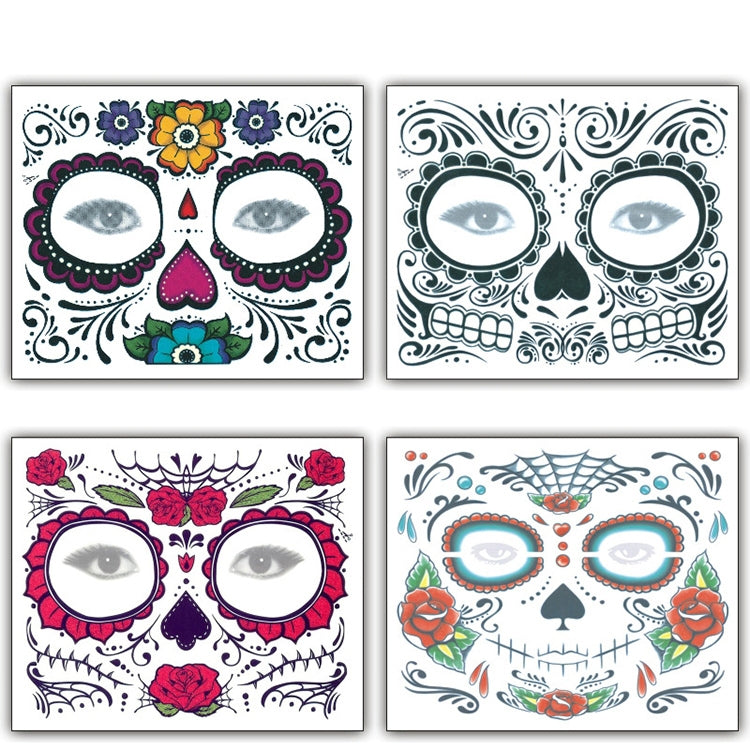 4pcs Halloween Waterproof Temporary Face Tattoo Stickers, Size: 150*125mm, Random Style Delivery, 150*125mm