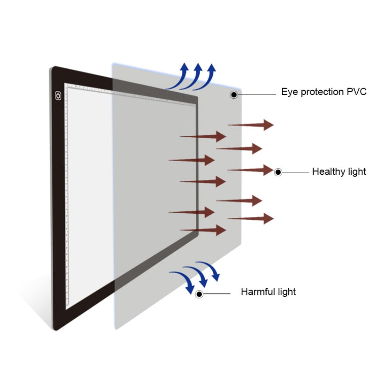 A2 Size 23W 12V  LED Three Level of Brightness Dimmable Acrylic Copy Boards for Anime Sketch Drawing Sketchpad, with Power Adapter, A2 with Power Adapter
