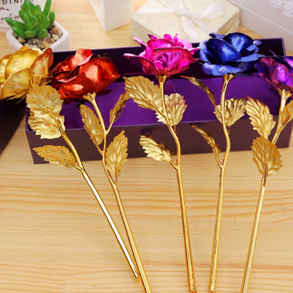 24K Golden Foil Plated Decoration Rose Artificial Flower, Random Color Delivery, 24K Golden Foil Plated