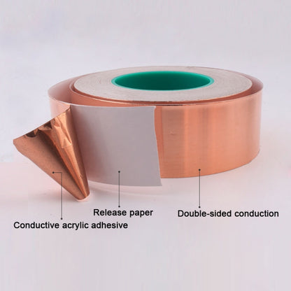 Pure Copper Double-sided Conductive Copper Foil Tape Signal Masking Tape, Size: 20m x 10mm, Size: 20m x 10mm