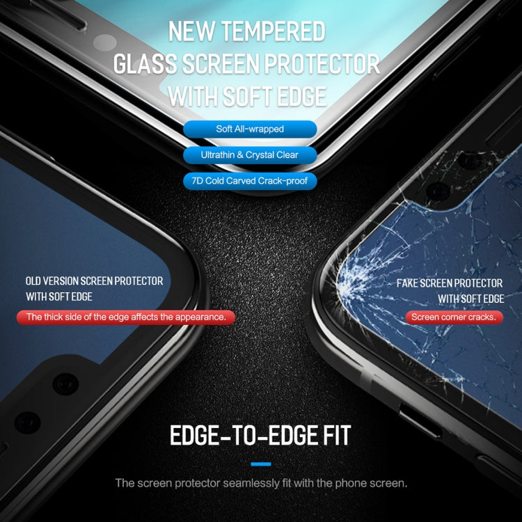 For iPhone 11 Pro Max / XS Max ROCK 0.23mm Soft Edge 7D Curved Surface Anti Blue-ray Full Screen Tempered Glass Film, For iPhone 11 Pro Max / XS Max
