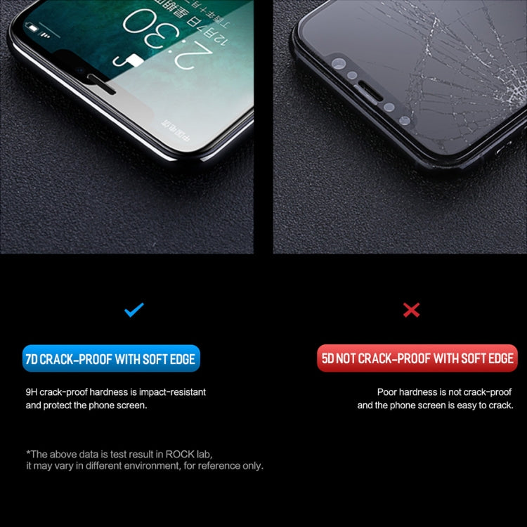 For iPhone 11 Pro Max / XS Max ROCK 0.23mm Soft Edge 7D Curved Surface Anti Blue-ray Full Screen Tempered Glass Film, For iPhone 11 Pro Max / XS Max