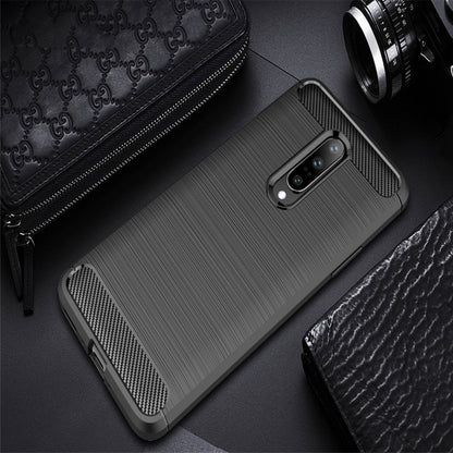 Brushed Texture Carbon Fiber Shockproof TPU Case for OnePlus 7, For OnePlus 7