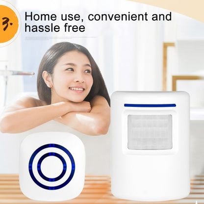 FY-0256 2 in 1 PIR Infrared Sensors (Transmitter + Receiver) Wireless Doorbell Alarm Detector for Home / Office / Shop / Factory, EU Plug, FY-0256 Doorbell Alarm Detector, FY-0256 Doorbell Alarm