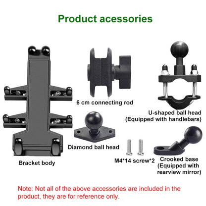 Tilt Rearview Mirror Screw Hole Ball-Head Motorcycle Eight-jaw Aluminum Phone Navigation Bracket, Rearview Mirror Screw Hole