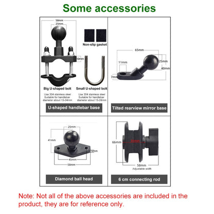 Tilt Rearview Mirror Screw Hole Ball-Head Motorcycle Eight-jaw Aluminum Phone Navigation Bracket, Rearview Mirror Screw Hole
