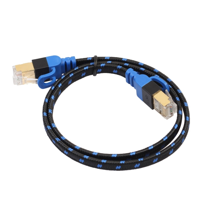 REXLIS CAT7-2 Gold-plated CAT7 Flat Ethernet 10 Gigabit Two-color Braided Network LAN Cable for Modem Router LAN Network, with Shielded RJ45 Connectors, Length: 1m, Length: 1m