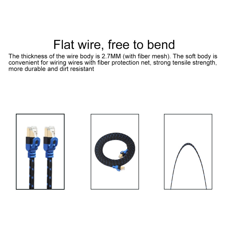REXLIS CAT7-2 Gold-plated CAT7 Flat Ethernet 10 Gigabit Two-color Braided Network LAN Cable for Modem Router LAN Network, with Shielded RJ45 Connectors, Length: 1m, Length: 1m