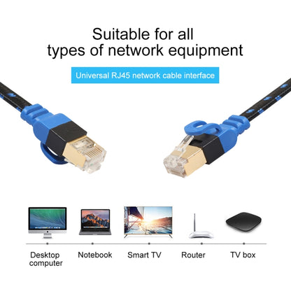 REXLIS CAT7-2 Gold-plated CAT7 Flat Ethernet 10 Gigabit Two-color Braided Network LAN Cable for Modem Router LAN Network, with Shielded RJ45 Connectors, Length: 1m, Length: 1m